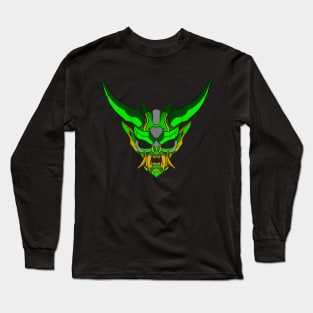 Cyber Japanese Demon-Green Yellow Long Sleeve T-Shirt